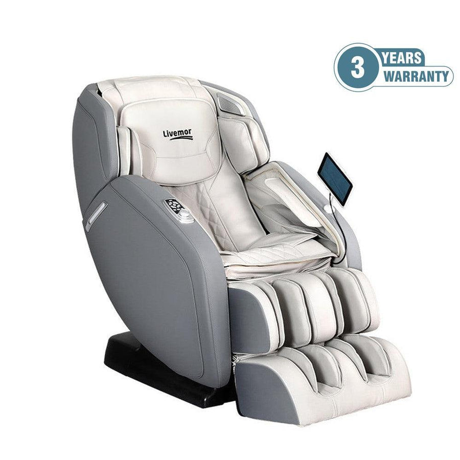 Livemor 4D Gary Full Body Massage Chair with Heat - Grey/Beige-Vivify Co.