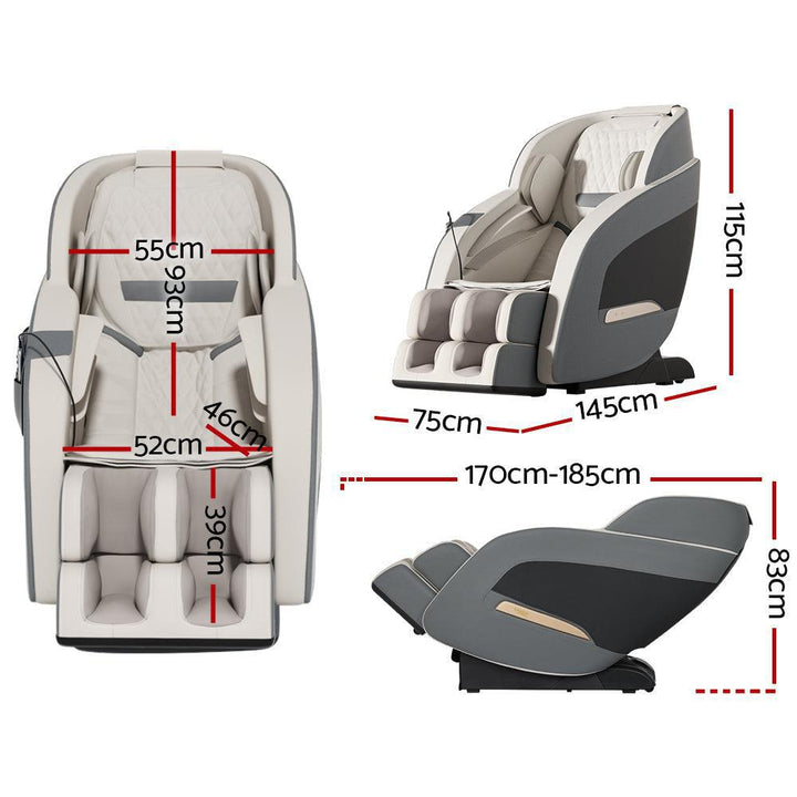 Livemor Decima Full Body Massage Chair with Heat - Grey-Vivify Co.