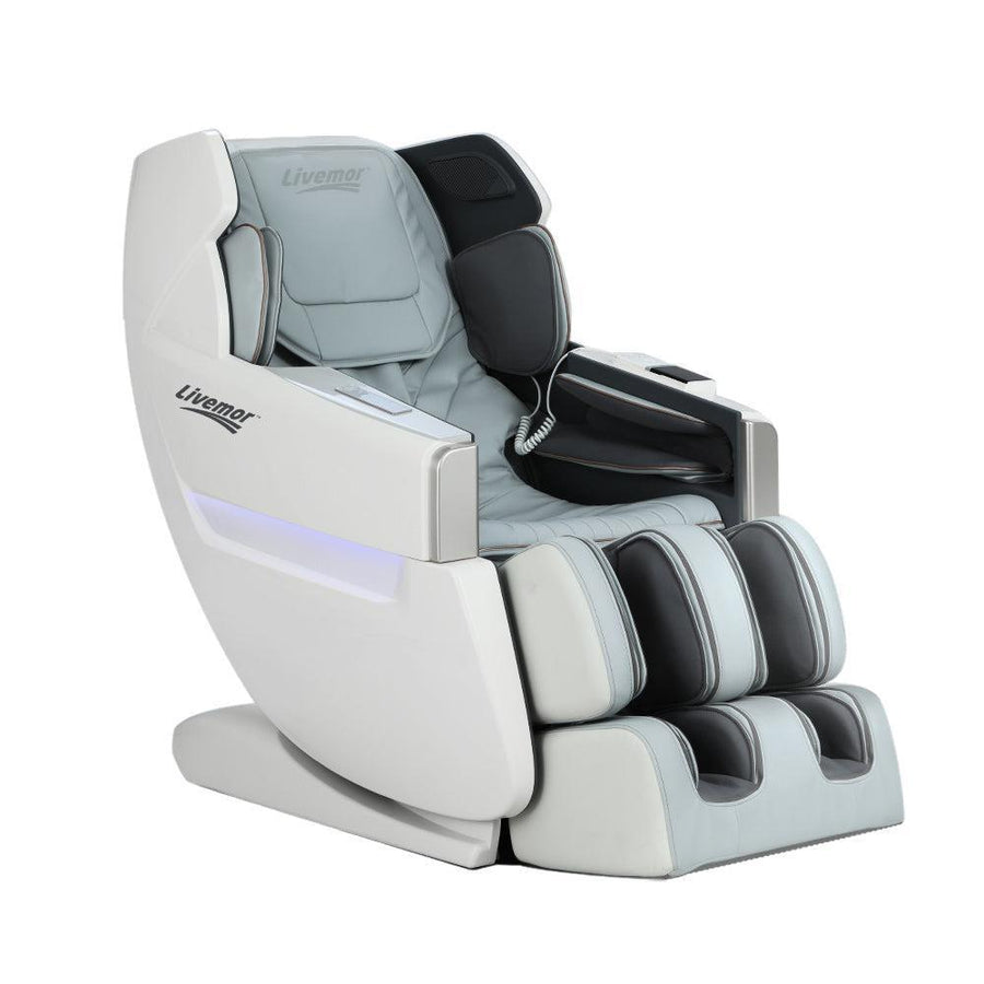 Livemor Mirna Full Body Massage Chair with Heat & Bluetooth - White-Vivify Co.