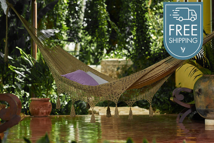 Mayan Legacy Hammock with Hand Crocheted Tassels - King Size - Cedar-Vivify Co.