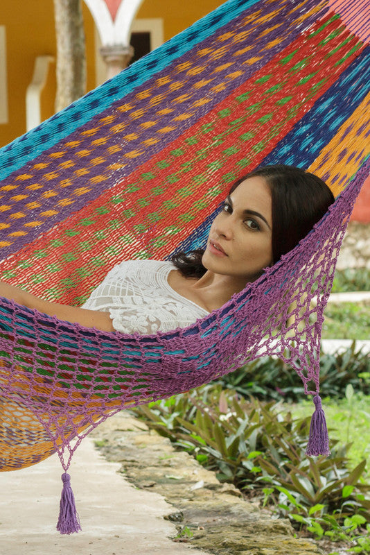 Mayan Legacy Hammock with Hand Crocheted Tassels - King Size - Colorina-Vivify Co.