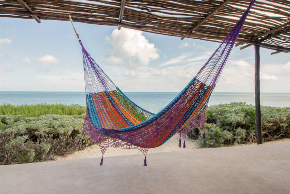 Mayan Legacy Hammock with Hand Crocheted Tassels - King Size - Colorina-Vivify Co.