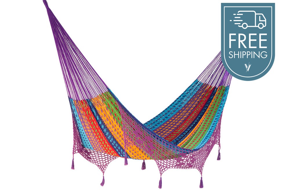 Mayan Legacy Hammock with Hand Crocheted Tassels - King Size - Colorina-Vivify Co.