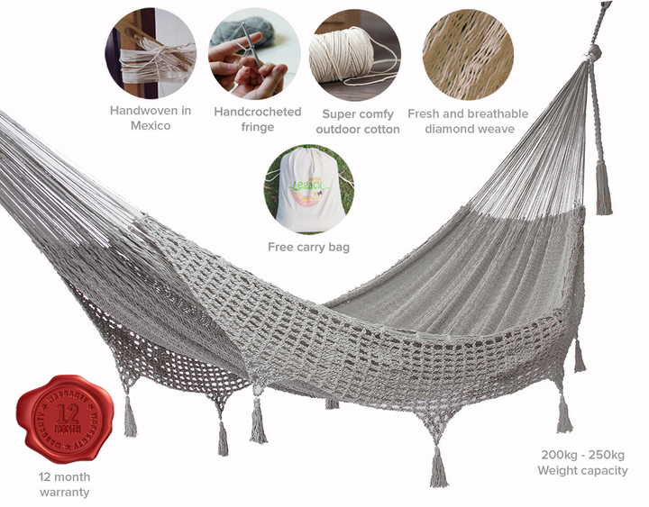 Mayan Legacy Hammock with Hand Crocheted Tassels - King Size - Dream Sands-Vivify Co.