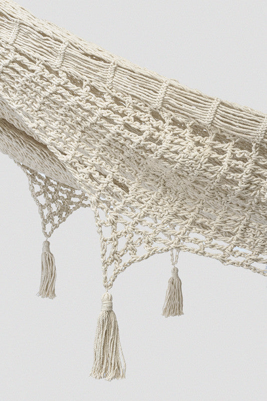 Mayan Legacy Hammock with Hand Crocheted Tassels - King Size - Marble-Vivify Co.