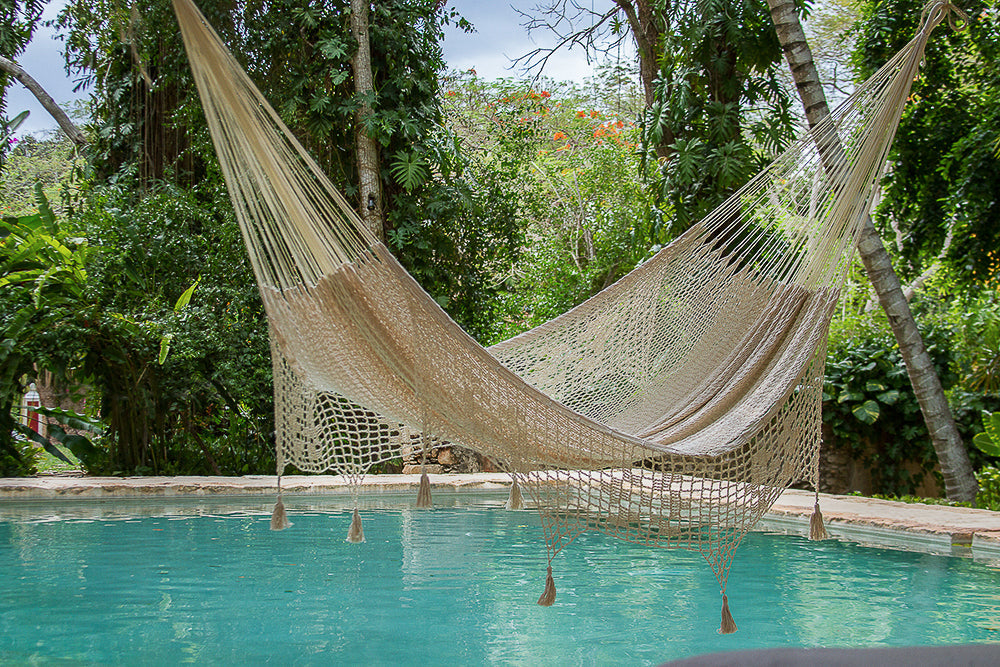 Mayan Legacy Hammock with Hand Crocheted Tassels - King Size - Marble-Vivify Co.