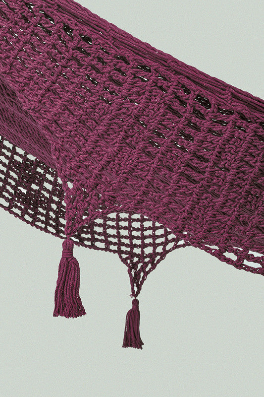 Mayan Legacy Hammock with Hand Crocheted Tassels - King Size - Maroon-Vivify Co.