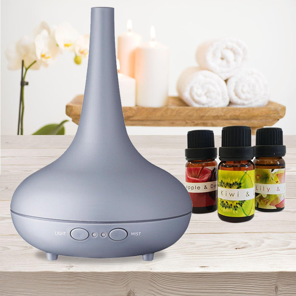 Milano Decor 200ml Ultrasonic Humidifier Diffuser incl 3 Pack Oils - Matte Grey-Vivify Co.