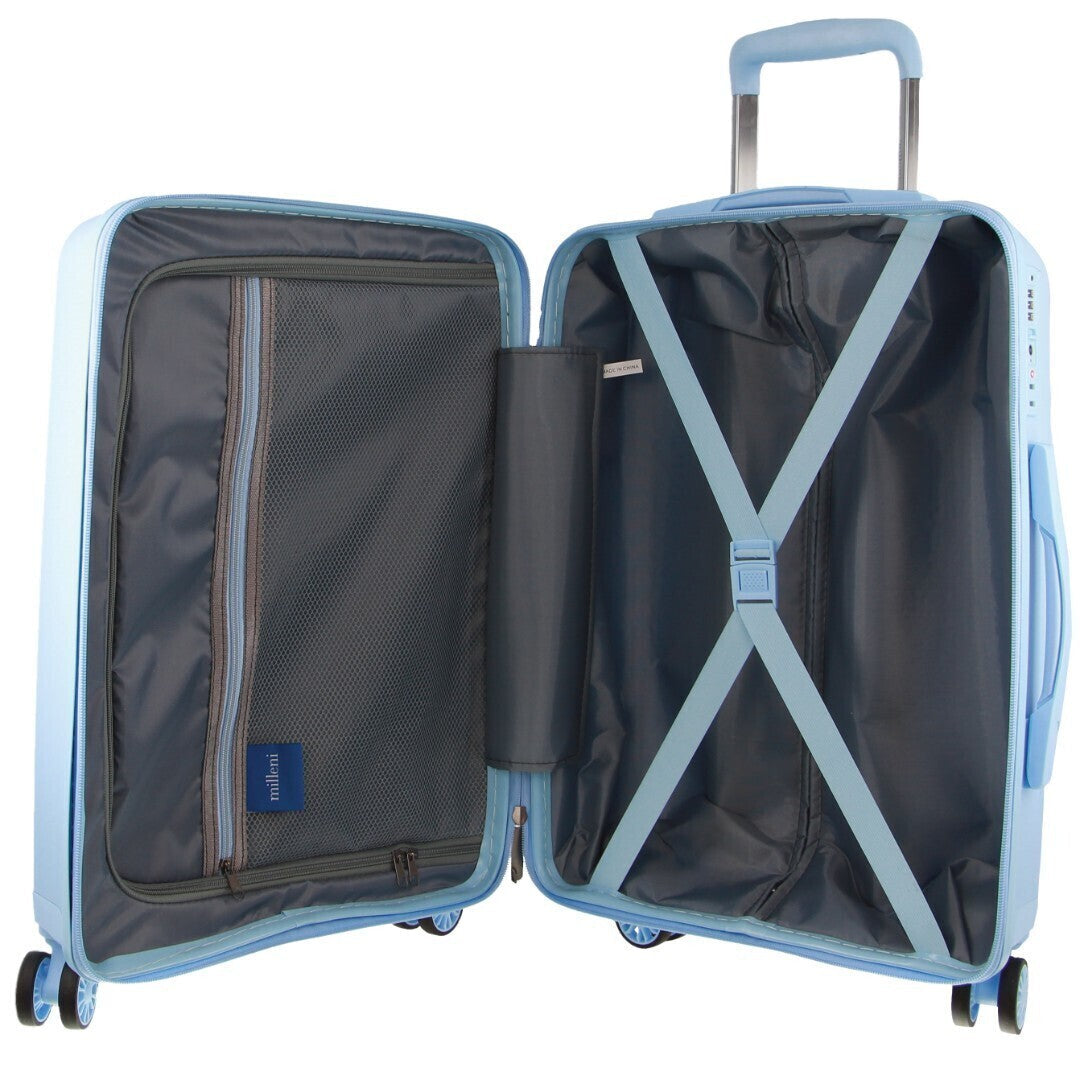 Milleni 3-Piece Hard Case Luggage Set - Blue-Vivify Co.