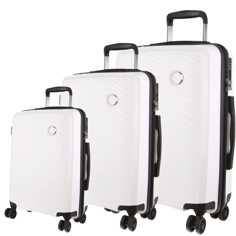 Milleni 3-Piece Hard Case Luggage Set - White-Vivify Co.
