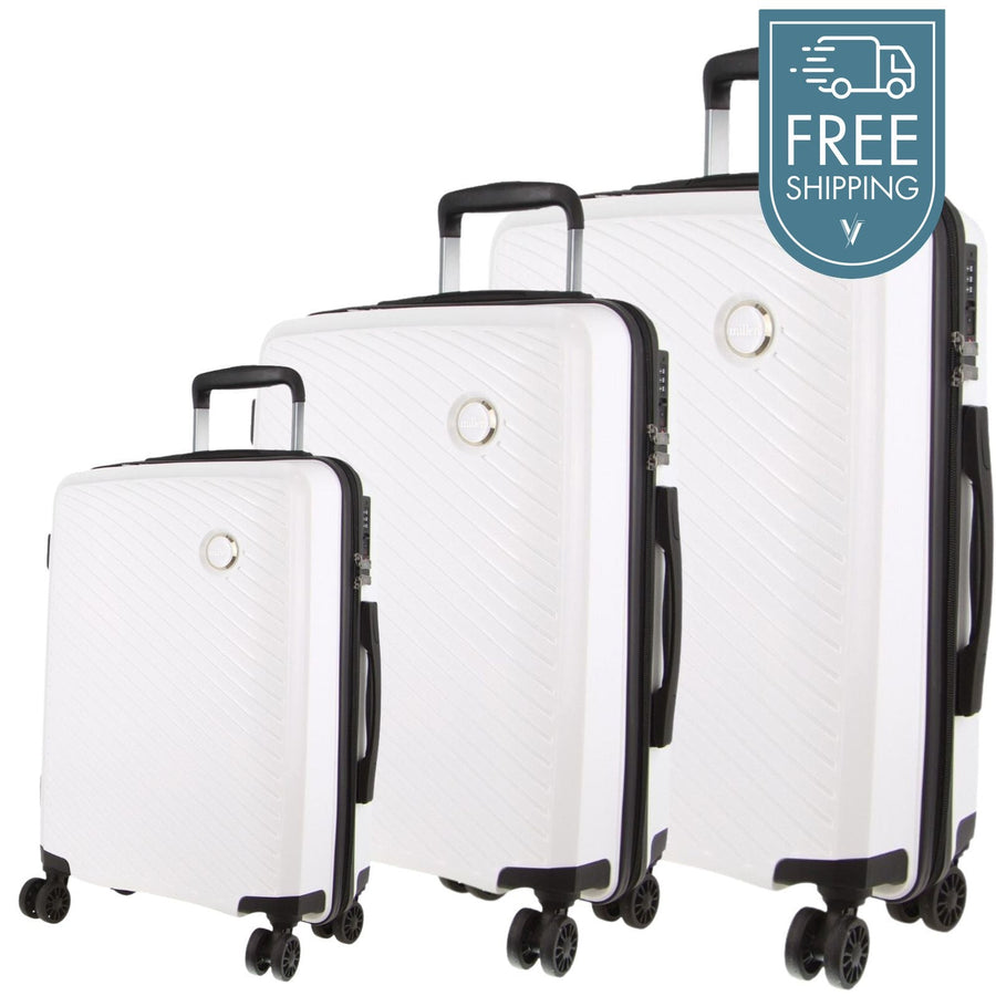 Milleni 3-Piece Hard Case Luggage Set - White-Vivify Co.