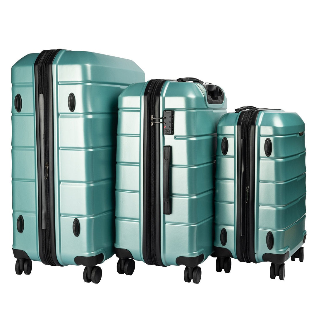 Olympus 3-Piece Artemis Luggage Set Hard Shell ABS+PC - Electric Teal-Vivify Co.