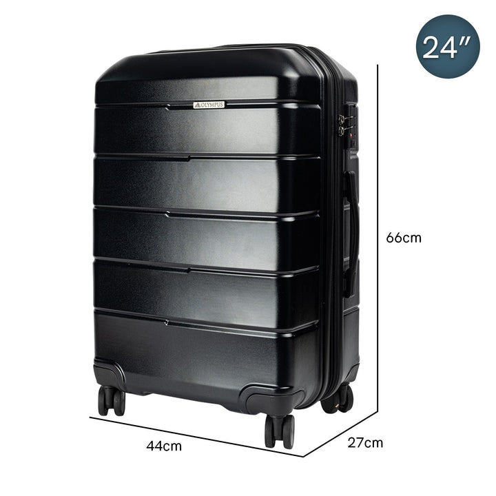 Olympus 3-Piece Artemis Luggage Set Hard Shell Suitcase ABS+PC - Jet Black-Vivify Co.