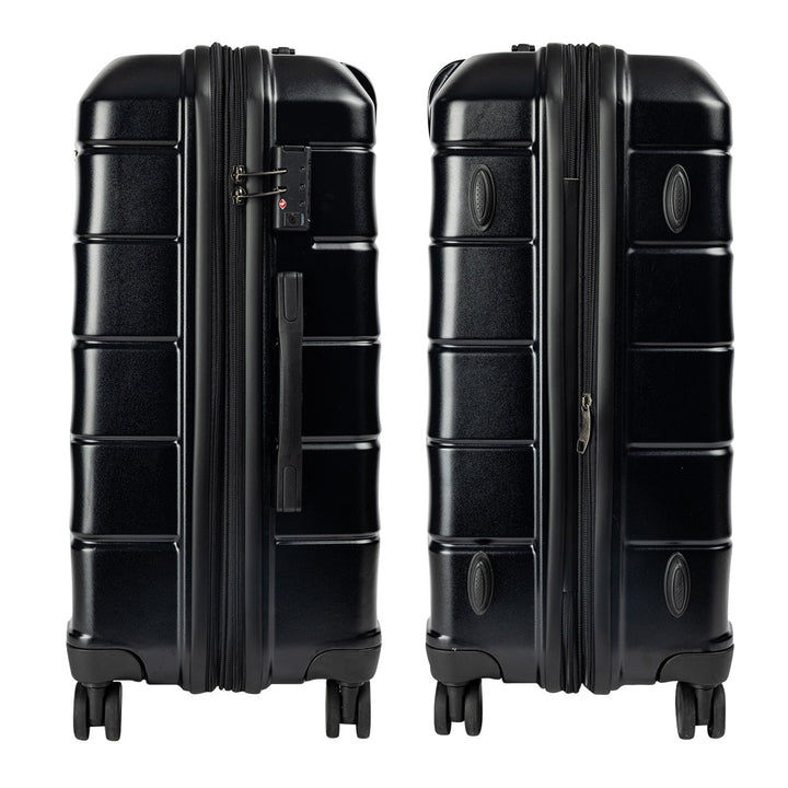 Olympus 3-Piece Artemis Luggage Set Hard Shell Suitcase ABS+PC - Jet Black-Vivify Co.