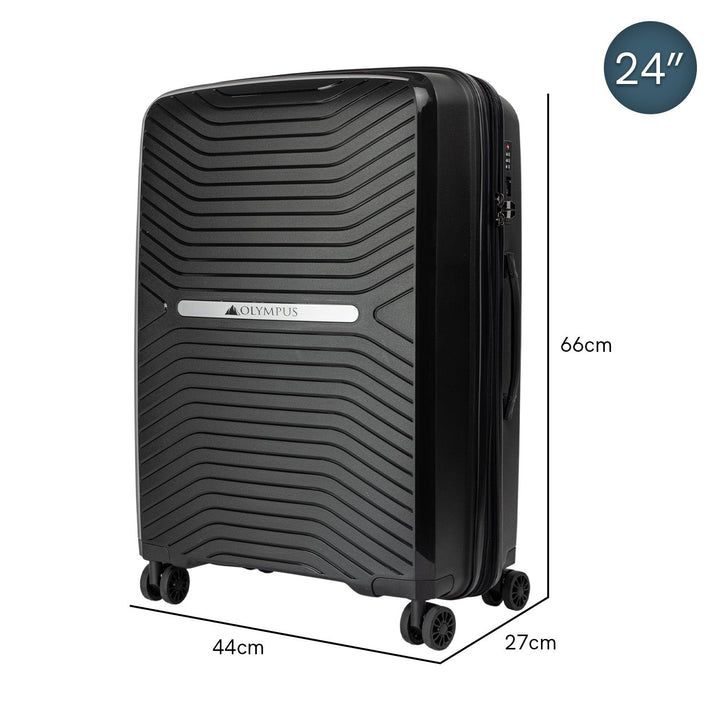 Olympus 3-Piece Astra Luggage Set Hard Shell Suitcase - Obsidian Black-Vivify Co.