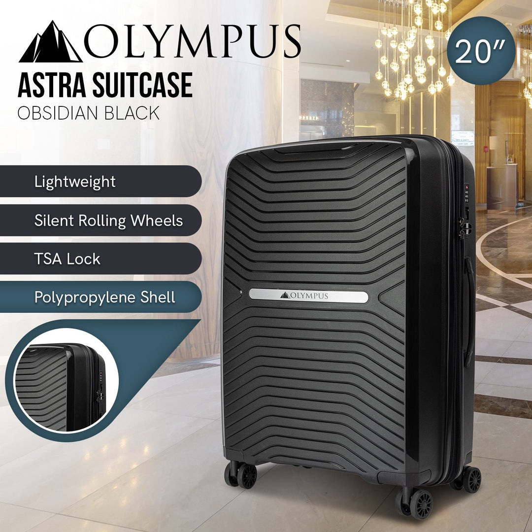 Olympus Astra 20in Hard Shell Suitcase - Obsidian Black-Vivify Co.