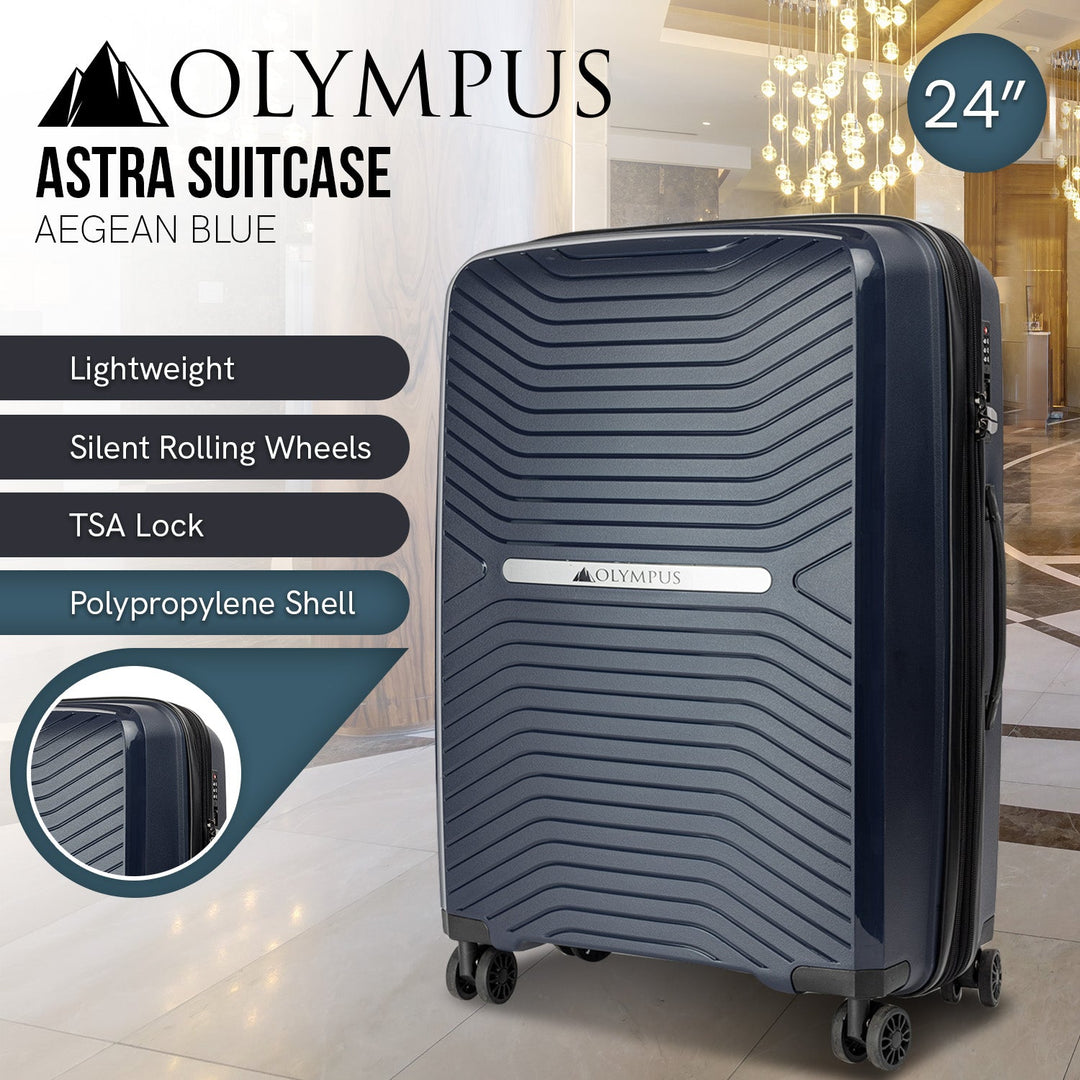 Olympus Astra 24in Lightweight Hard Shell Suitcase - Aegean Blue-Vivify Co.