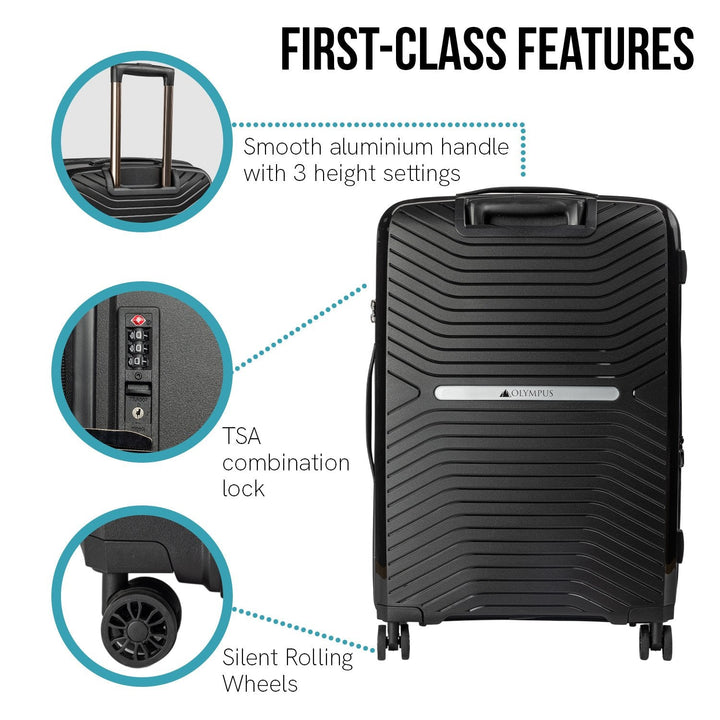 Olympus Astra 24in Lightweight Hard Shell Suitcase - Obsidian Black-Vivify Co.
