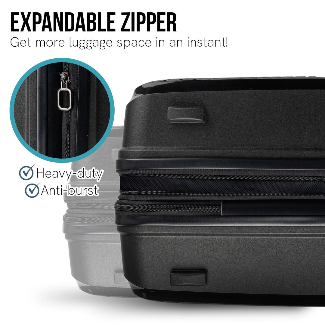 Olympus Astra 24in Lightweight Hard Shell Suitcase - Obsidian Black-Vivify Co.