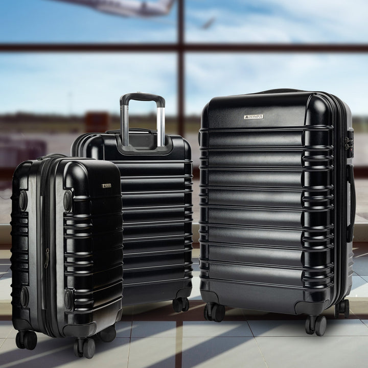 Olympus Noctis 3-Piece Luggage Set Hard Shell ABS+PC - Stygian Black-Vivify Co.