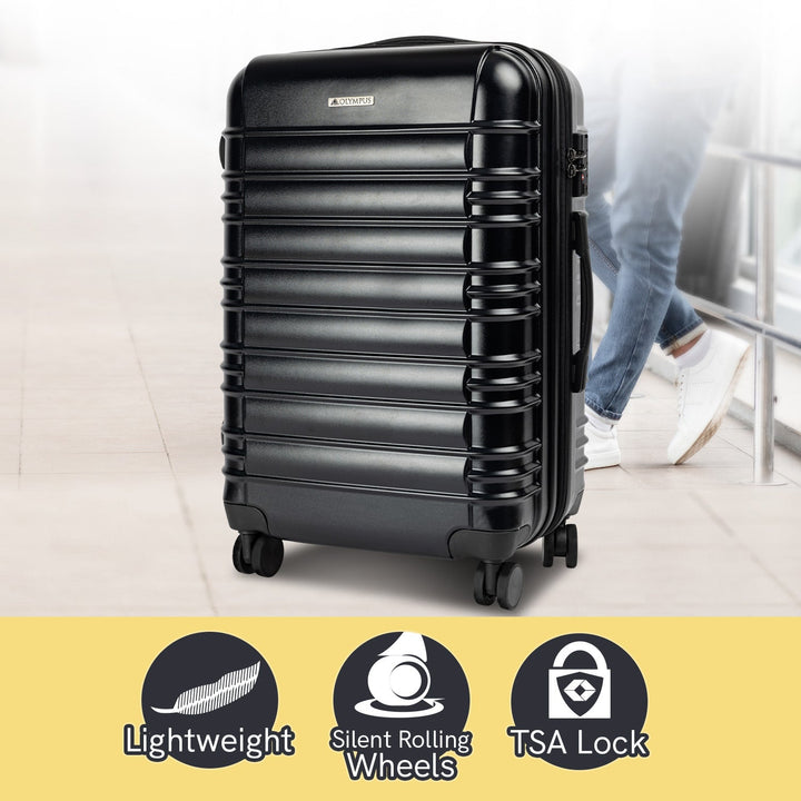 Olympus Noctis 3-Piece Luggage Set Hard Shell ABS+PC - Stygian Black-Vivify Co.