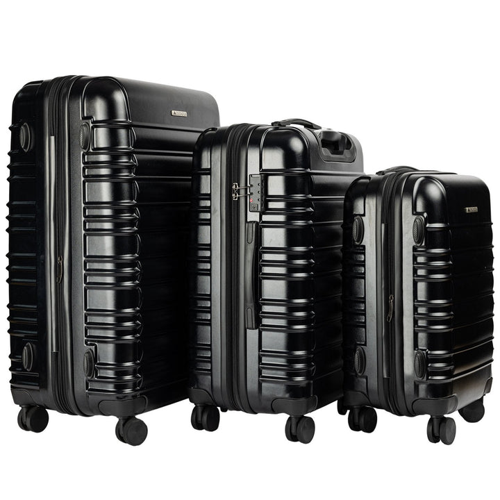 Olympus Noctis 3-Piece Luggage Set Hard Shell ABS+PC - Stygian Black-Vivify Co.