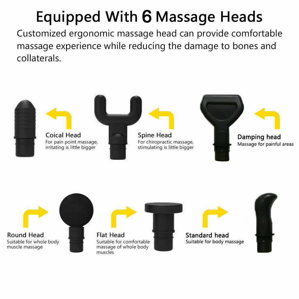 POWERFUL 6 Head Massage Gun - Black-Vivify Co.