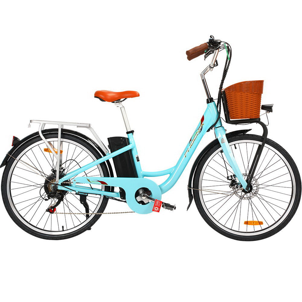 Phoenix 26" Vintage eBike with Removable Battery - Blue-Vivify Co.