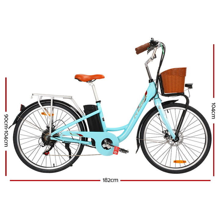 Phoenix 26" Vintage eBike with Removable Battery - Blue-Vivify Co.