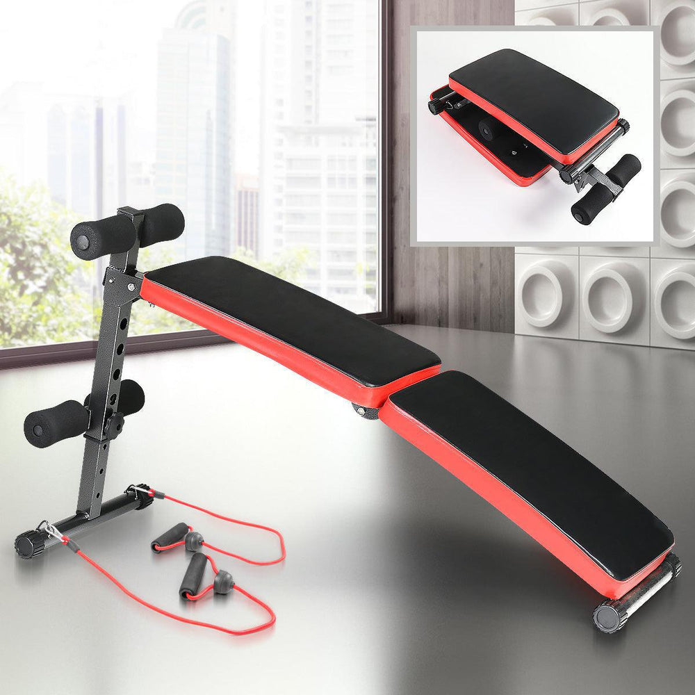 Powertrain Adjustable Incline Sit Up Bench with Resistance Bands-Vivify Co.