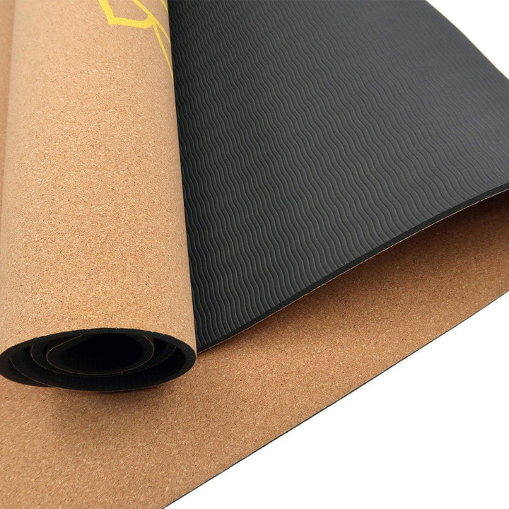 Powertrain Dual Layer 6mm Cork Yoga Mat with Carry Straps - Chakras-Vivify Co.