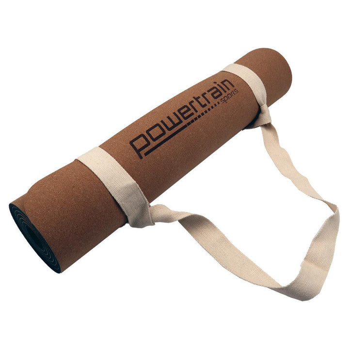 Powertrain Dual Layer 6mm Cork Yoga Mat with Carry Straps - Plain-Vivify Co.