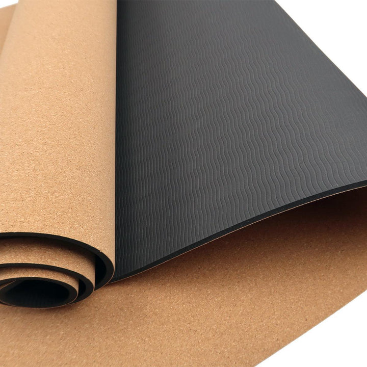 Powertrain Dual Layer 6mm Cork Yoga Mat with Carry Straps - Plain-Vivify Co.
