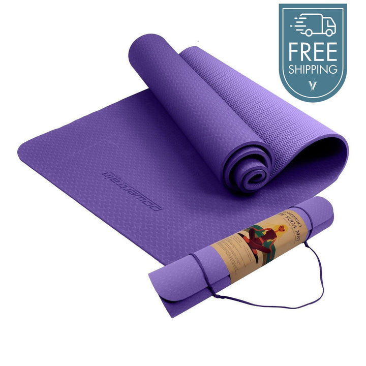 Powertrain Dual Layer 6mm Yoga Mat with Carry Strap - Dark Lavender-Vivify Co.