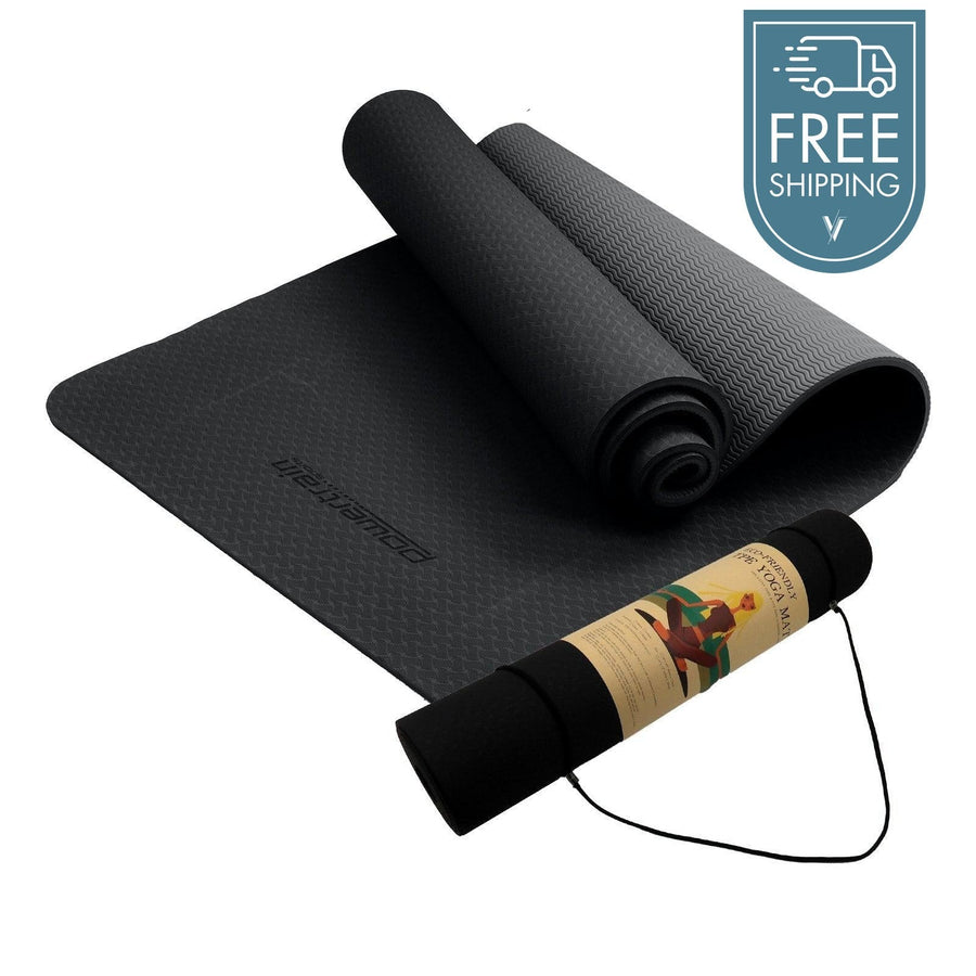 Powertrain Dual Layer 6mm Yoga Mat with Carry Strap - Midnight-Vivify Co.