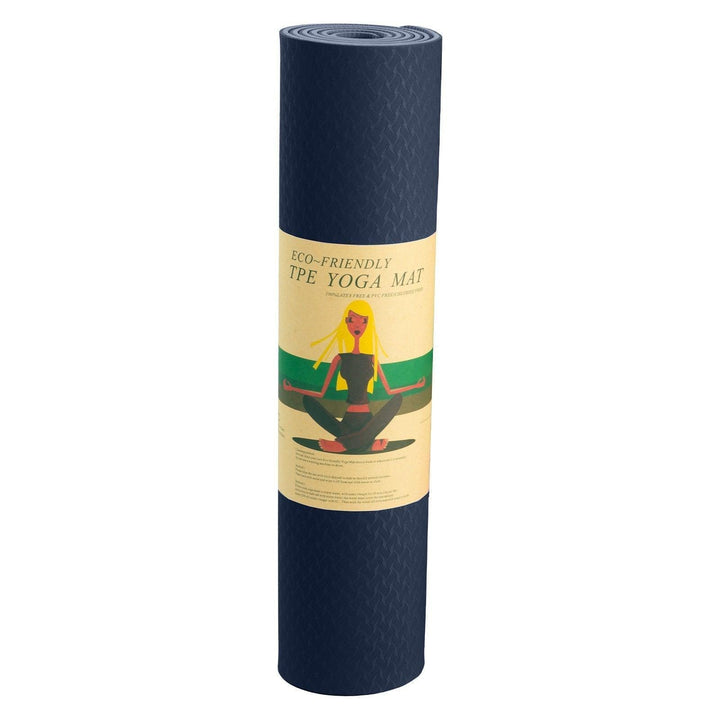 Powertrain Dual Layer 6mm Yoga Mat with Carry Strap - Navy-Vivify Co.