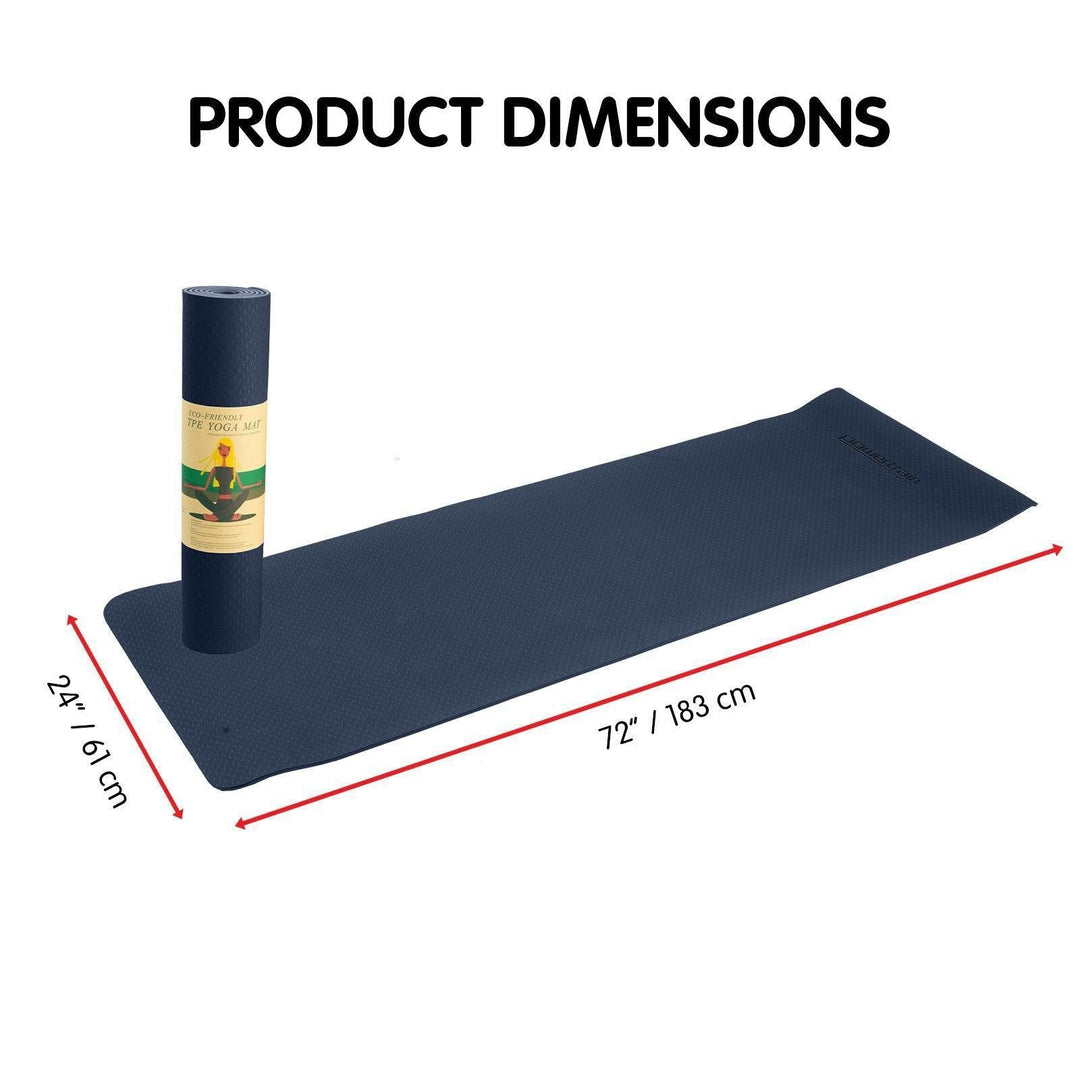 Powertrain Dual Layer 6mm Yoga Mat with Carry Strap - Navy-Vivify Co.