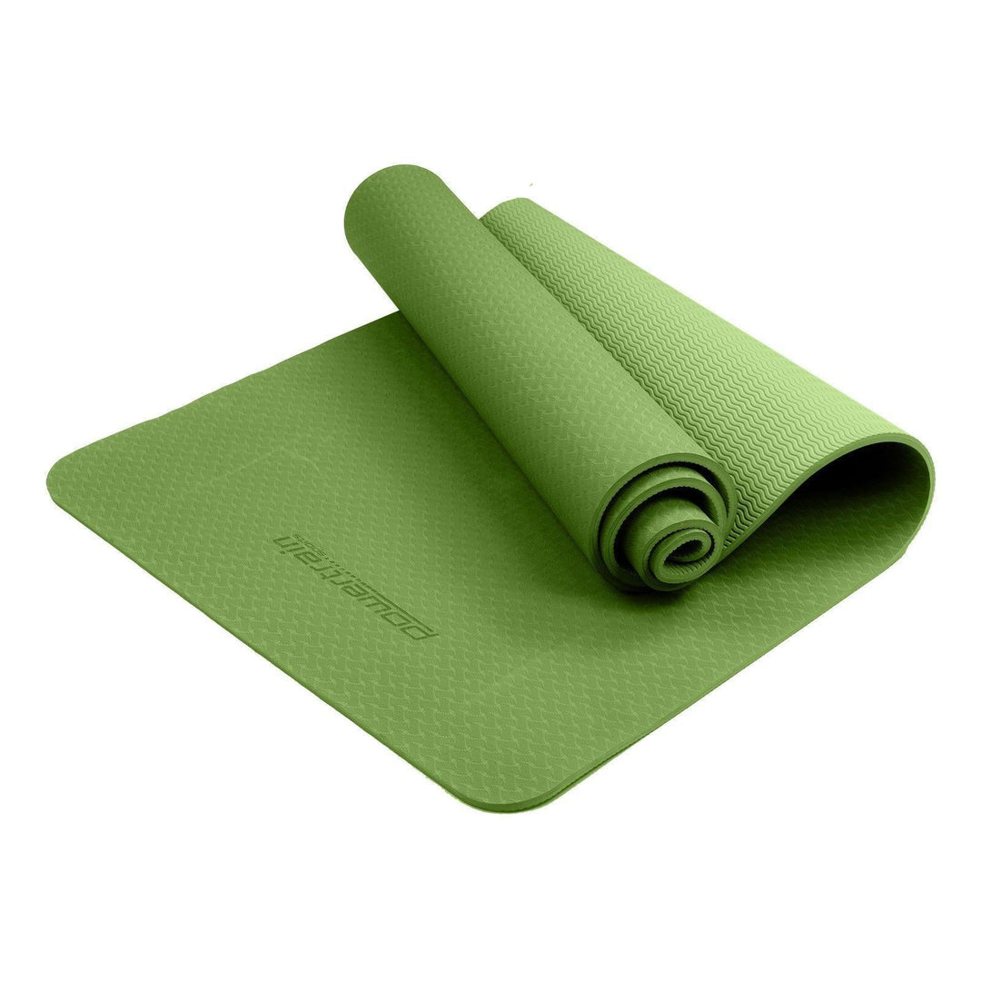 Powertrain Dual Layer 6mm Yoga Mat with Carry Strap - Olive-Vivify Co.