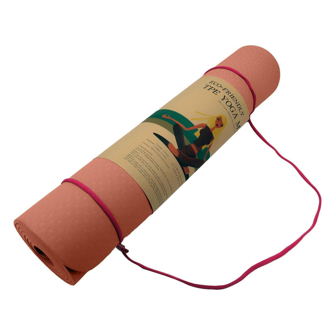 Powertrain Dual Layer 6mm Yoga Mat with Carry Strap - Peach-Vivify Co.