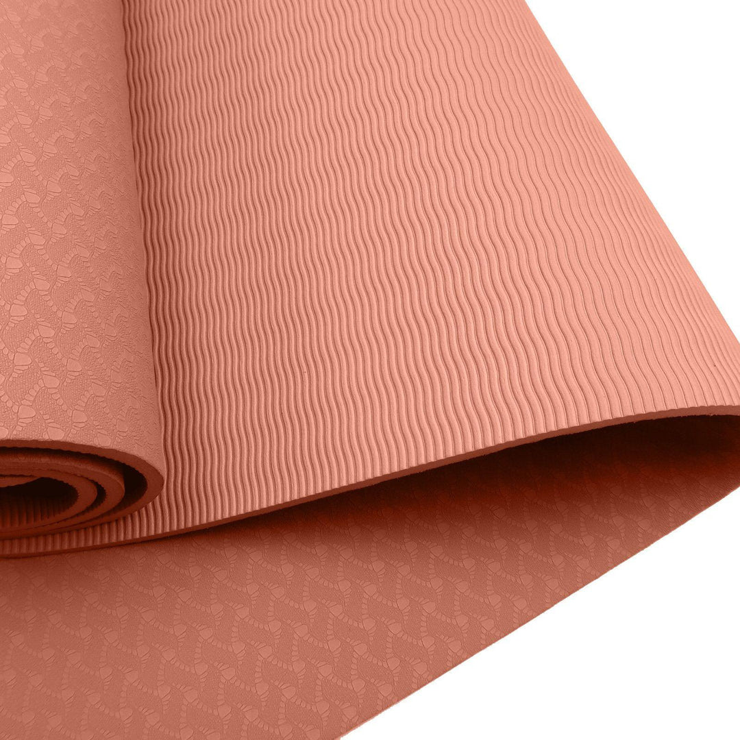 Powertrain Dual Layer 6mm Yoga Mat with Carry Strap - Peach-Vivify Co.