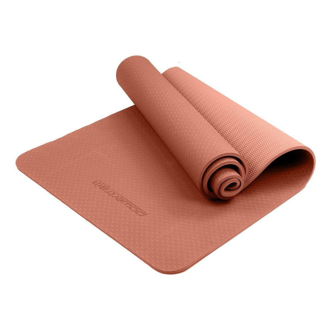 Powertrain Dual Layer 6mm Yoga Mat with Carry Strap - Peach-Vivify Co.