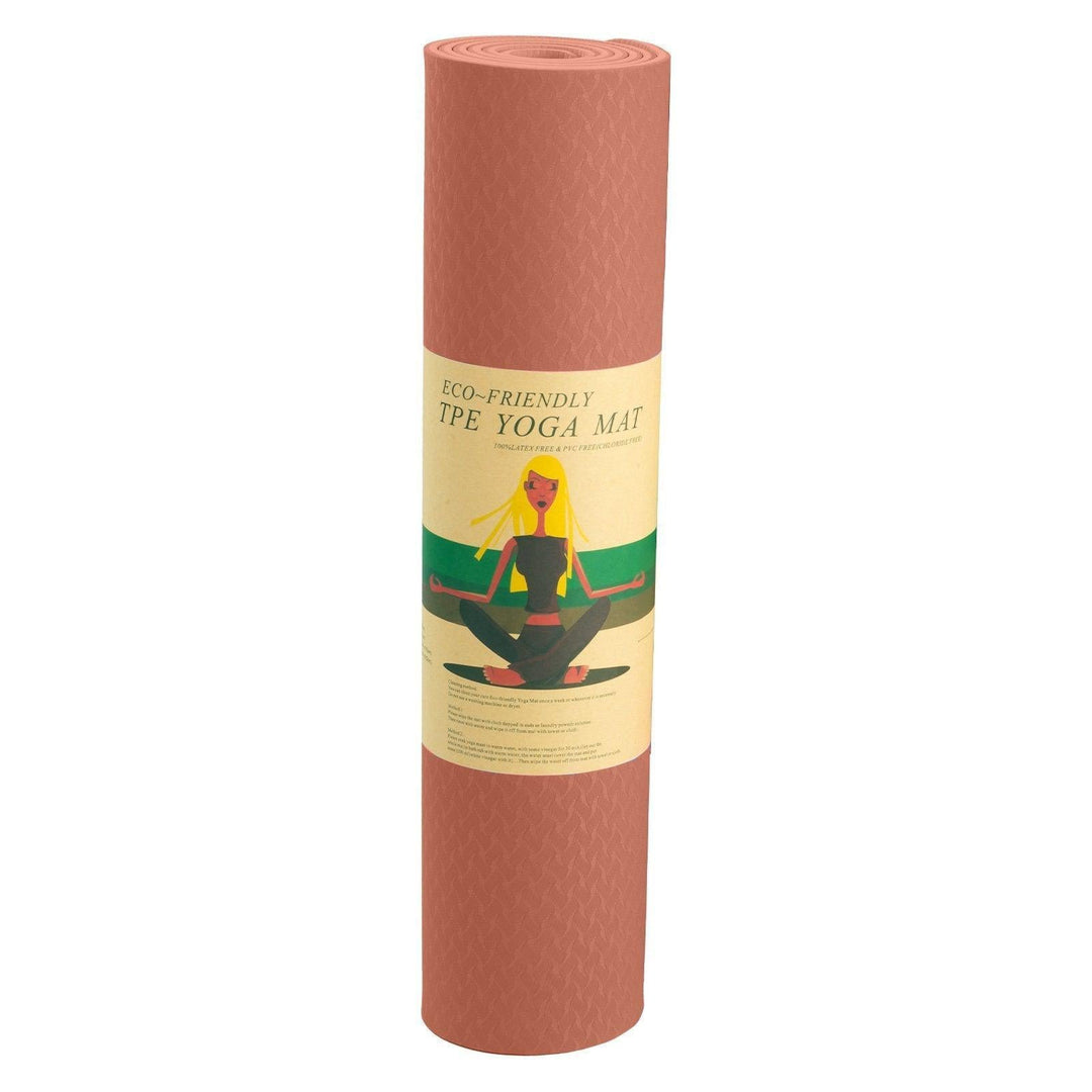 Powertrain Dual Layer 6mm Yoga Mat with Carry Strap - Peach-Vivify Co.