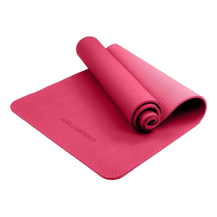 Powertrain Dual Layer 6mm Yoga Mat with Carry Strap - Pink-Vivify Co.