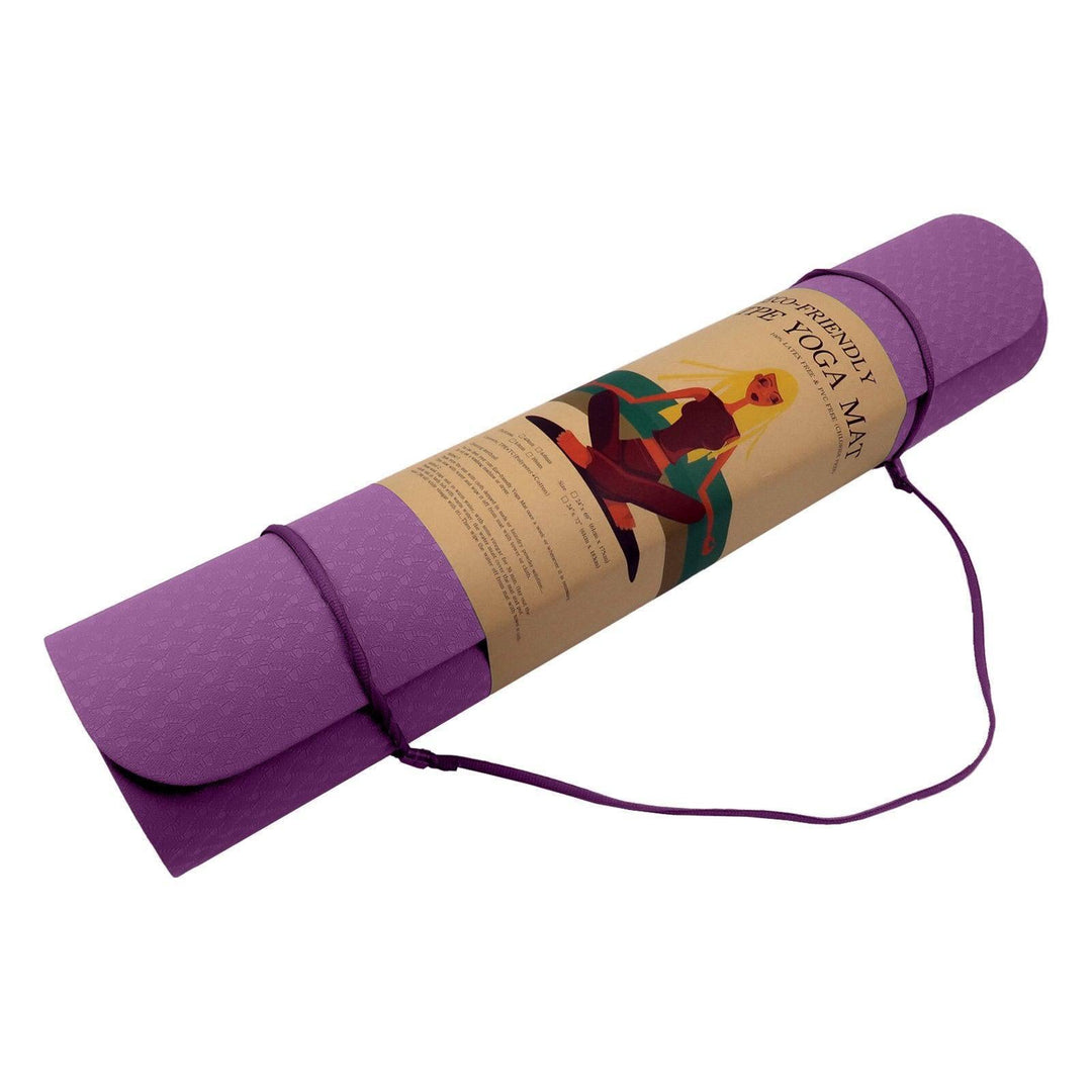 Powertrain Dual Layer 6mm Yoga Mat with Carry Strap - Royal Purple-Vivify Co.