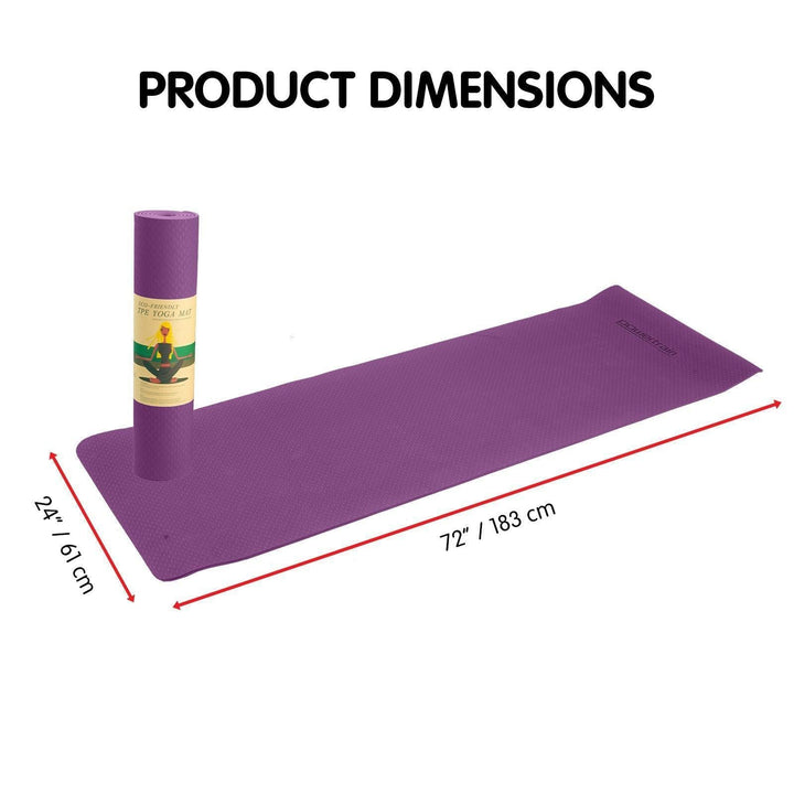 Powertrain Dual Layer 6mm Yoga Mat with Carry Strap - Royal Purple-Vivify Co.