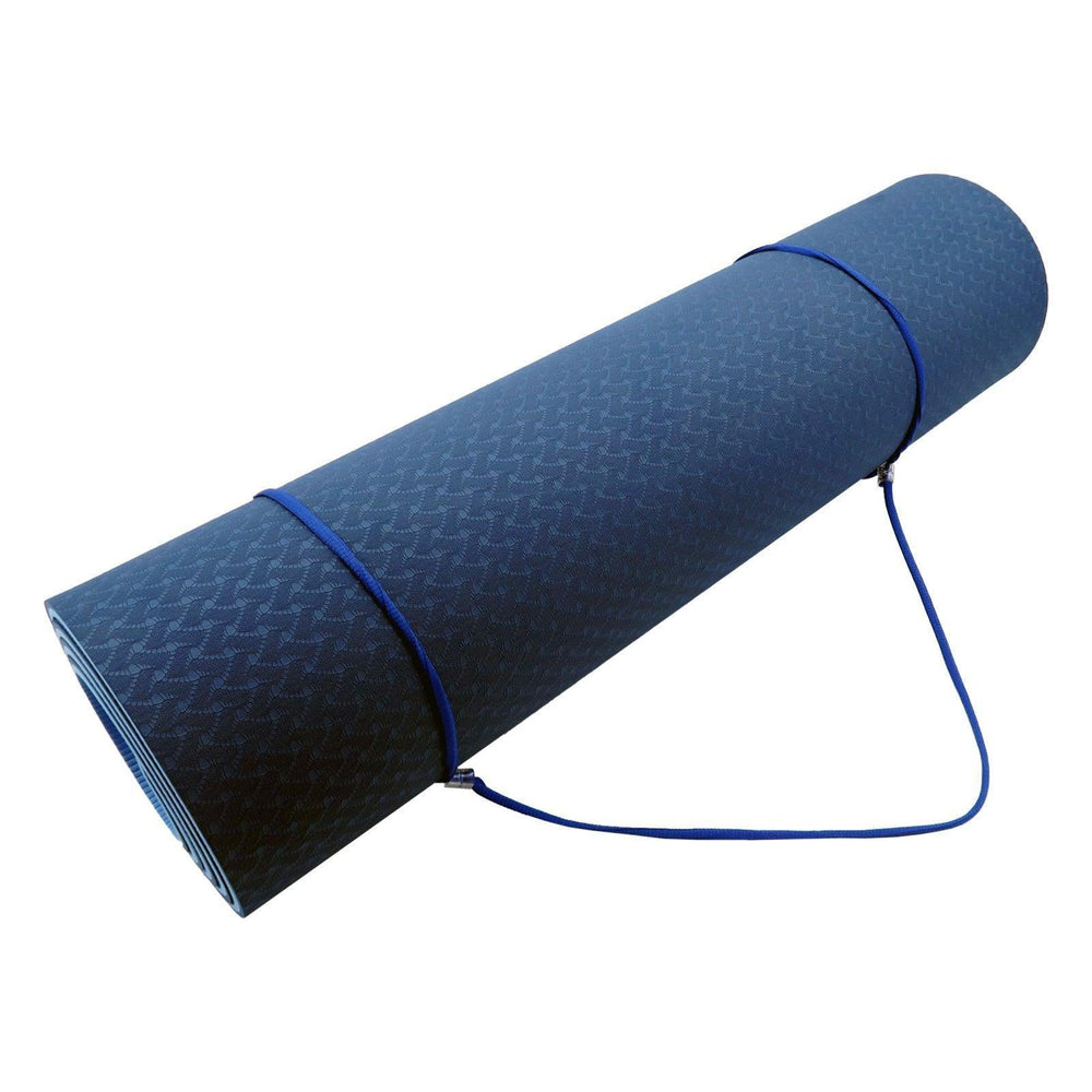 Powertrain Dual Layer 8mm Yoga Mat with Carry Strap - Dark Blue-Vivify Co.