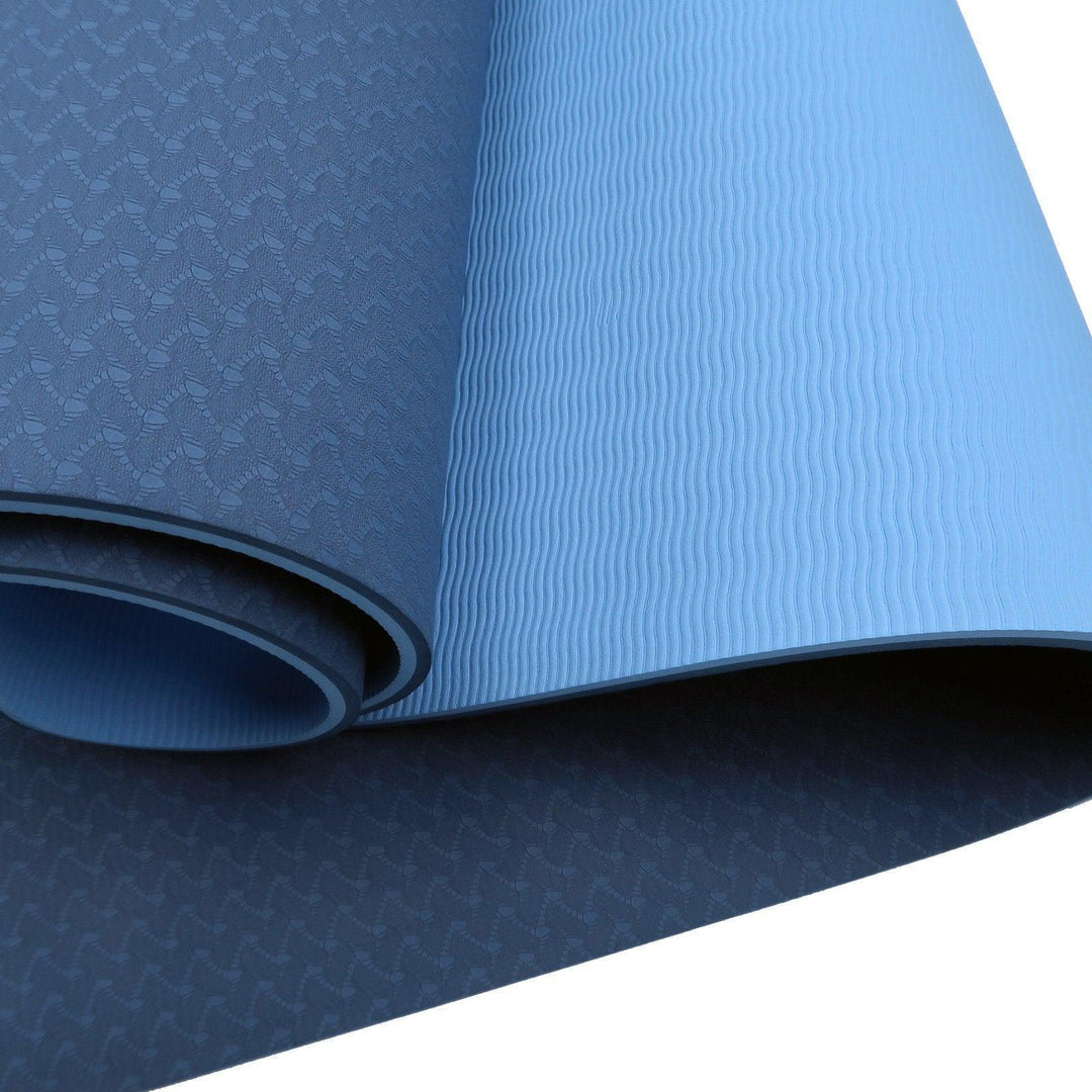 Powertrain Dual Layer 8mm Yoga Mat with Carry Strap - Dark Blue-Vivify Co.