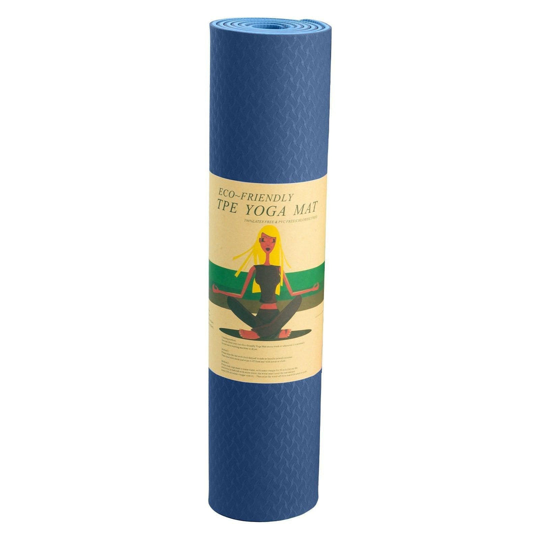 Powertrain Dual Layer 8mm Yoga Mat with Carry Strap - Dark Blue-Vivify Co.