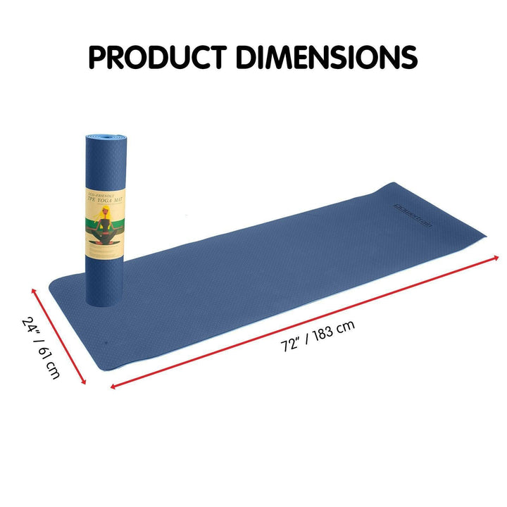 Powertrain Dual Layer 8mm Yoga Mat with Carry Strap - Dark Blue-Vivify Co.