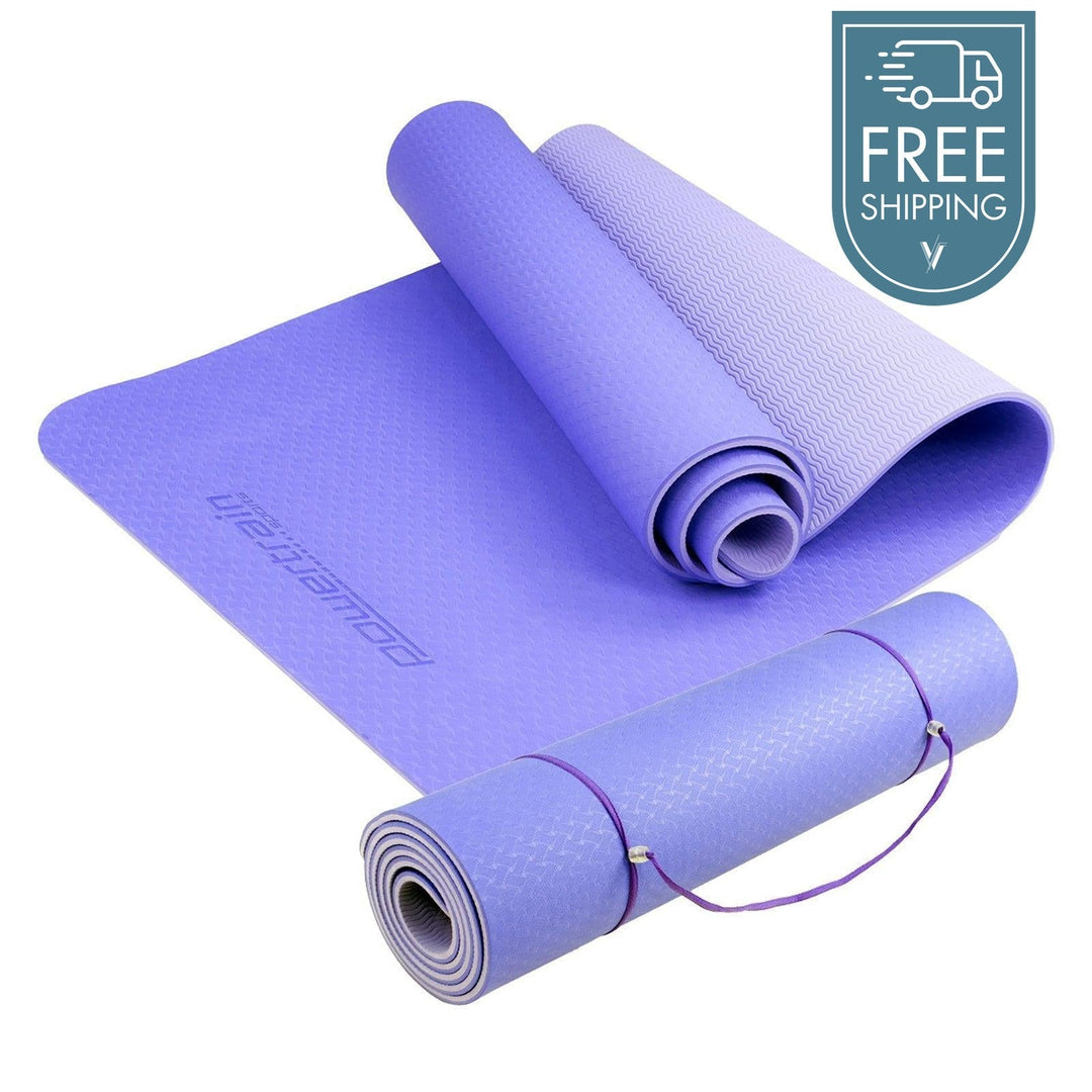 Powertrain Dual Layer 8mm Yoga Mat with Carry Strap - Light Purple-Vivify Co.